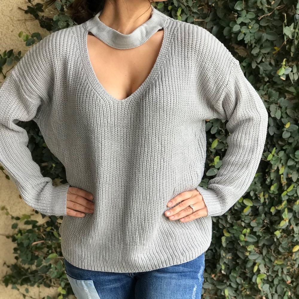 Choker Sweater : Gray/Silver - Picture 7 of 8